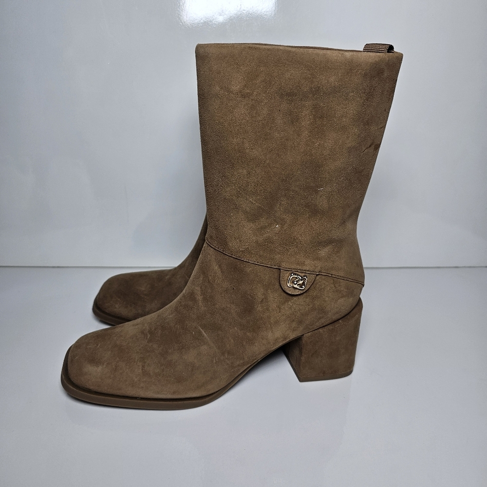 Aerosoles Women’s Mid Calf Boots Size 7 Brown Block Heel Side Zip Comfort Boots - Picture 5 of 11